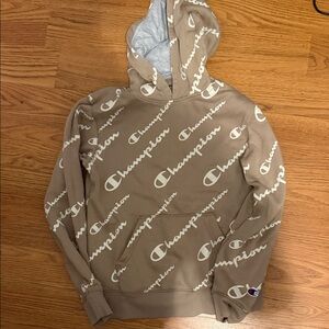 Champion Beige Logo Hoodie for Men